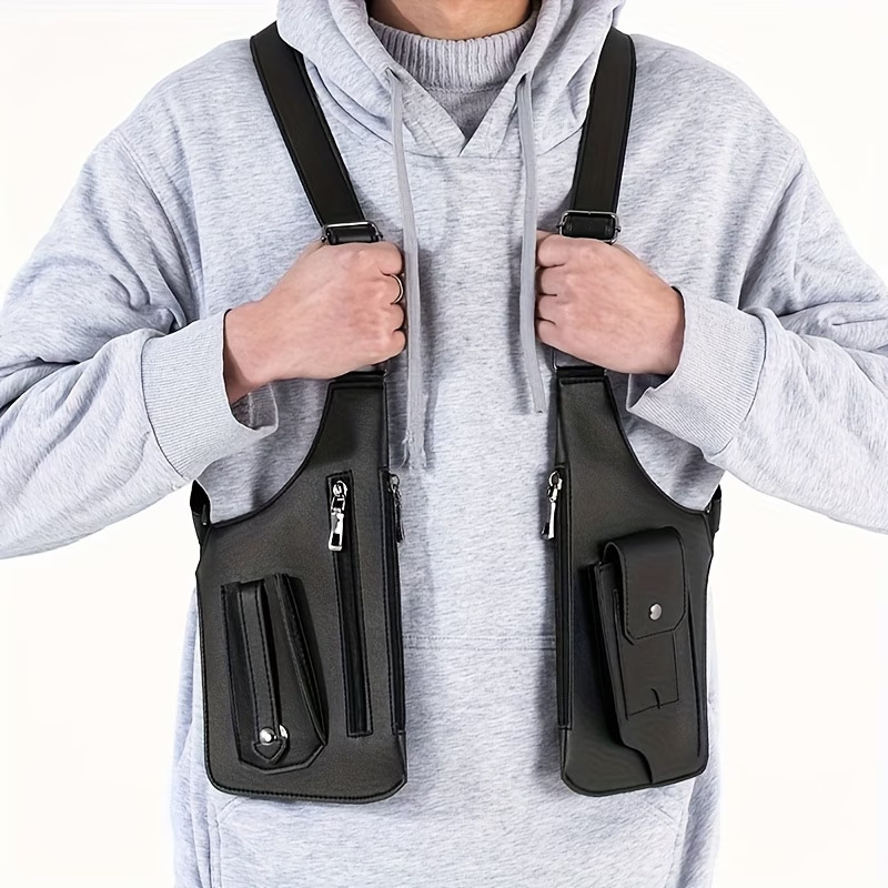 Men Anti Underarm Shoulder Bag Adjustable PU Leather Strap W