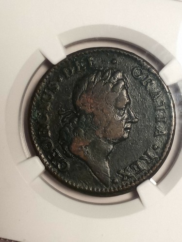 1722 "DEI GRATIA" 1/2 PENNY (MEZZO PENNY) ROSA AMERICANA IN PERFETTE CONDIZIONI DETTAGLI CERTIFICATO NGC - Foto 1 di 10