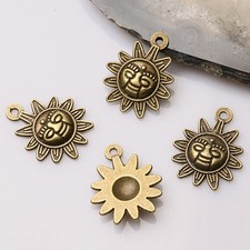 14pcs antiqued bronze color sunflower face design charms EF3426