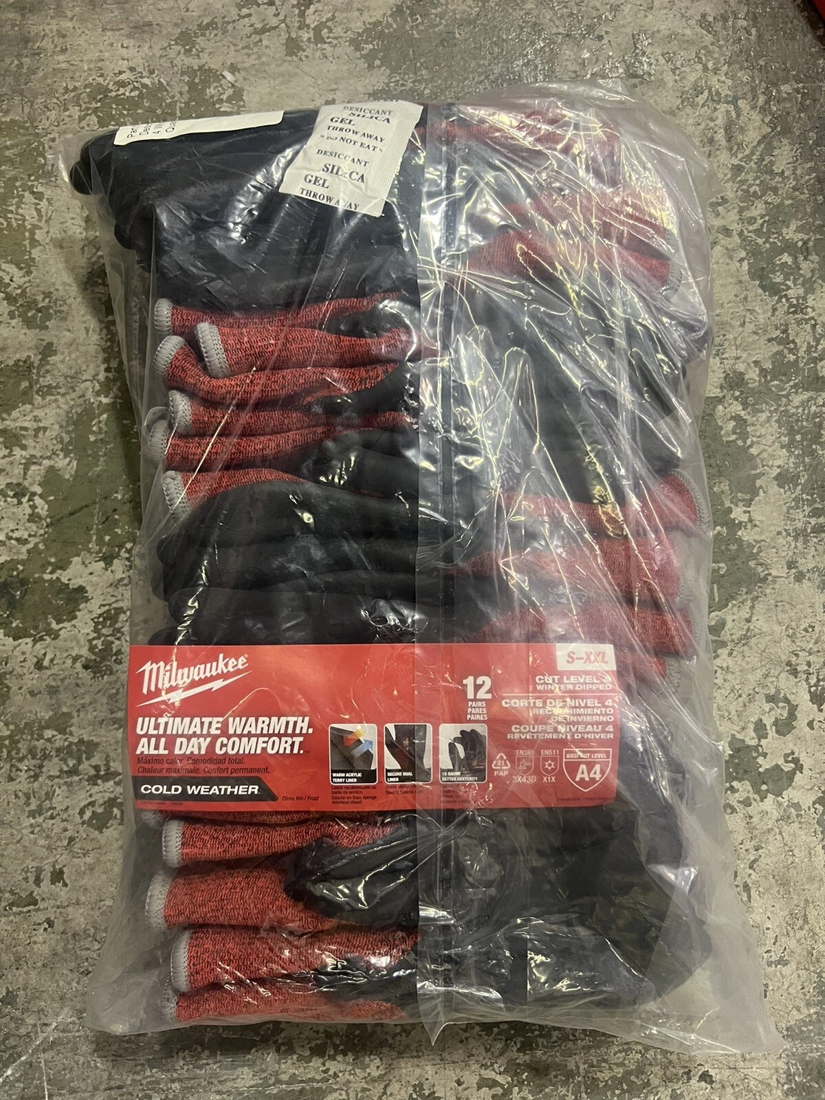 Milwaukee 48-73-7940 (12)Pack Cut Level 4 Winter Insulated Dipped Gloves - Small