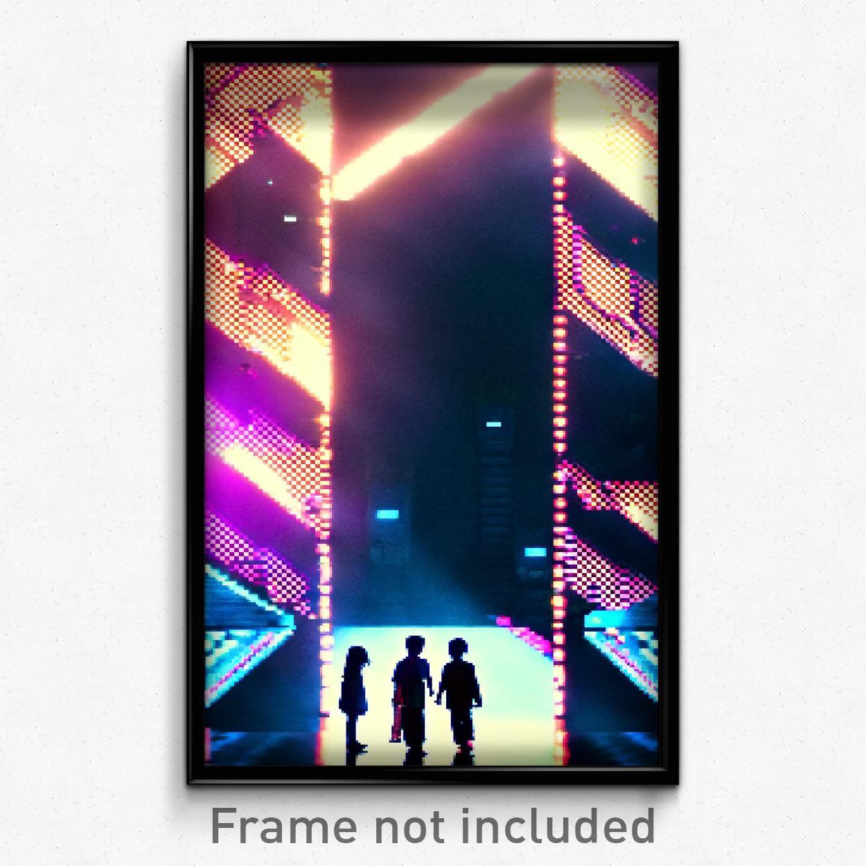 Pixel Art Poster - Fantastic Middle School (8 Bit Psychedelic Video Game Print)