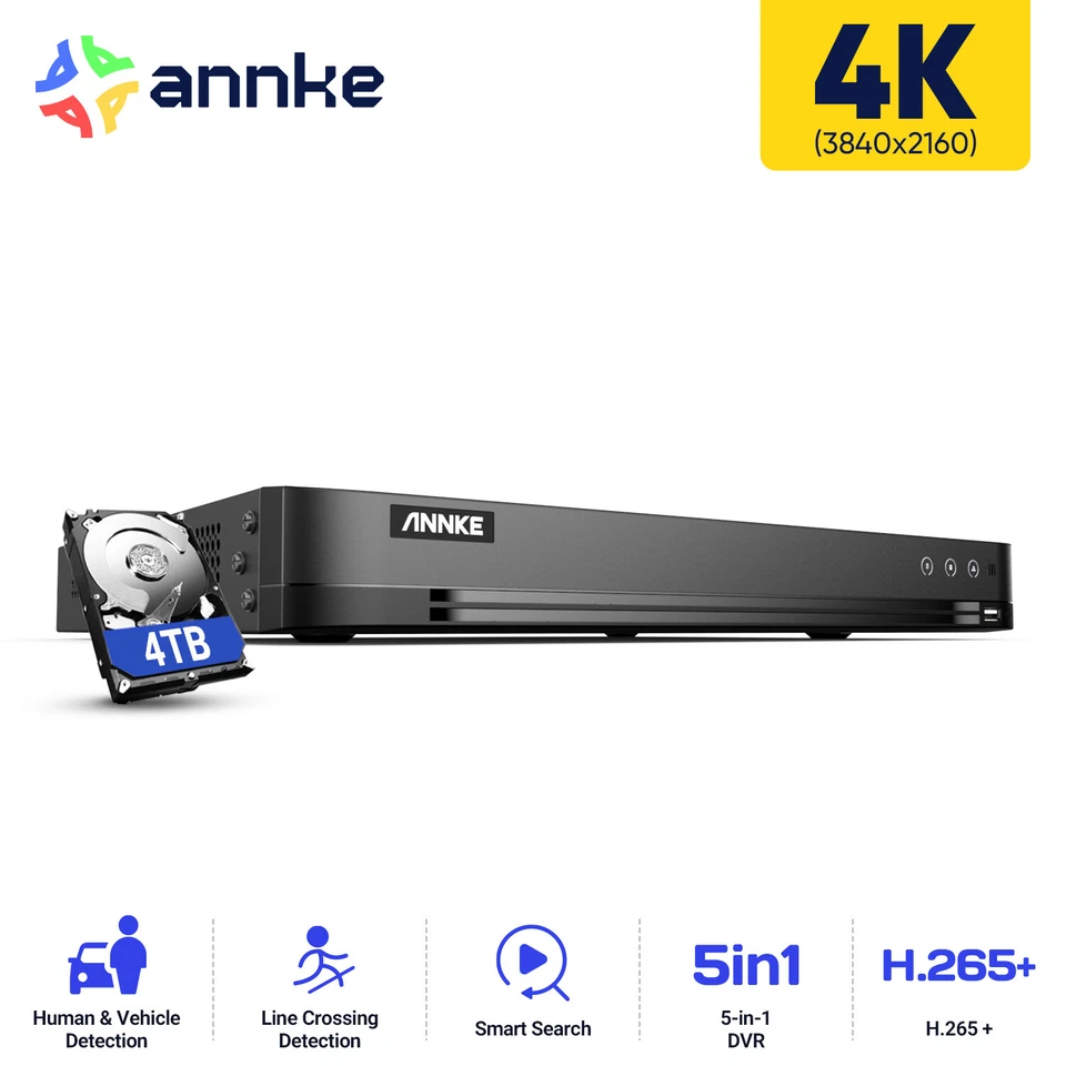ANNKE 5IN1 16CH HD 8MP DVR Security 4K Video Recorder H.265+ Email Alert Access - Image 2 of 4
