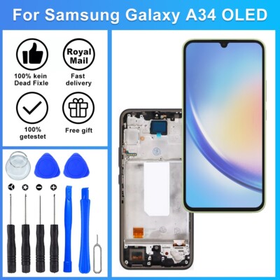 Samsung Galaxy A34 SM-A346 OLED LCD Display Touch Digitizer + Rahmen + Werkzeuge