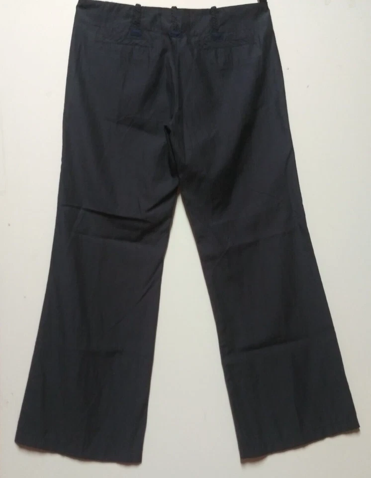 Pantalones de pierna ancha Burning Torch para mujer talla 12 azul tiro medio algodón rayón NUNCA USADOS Foto 2 de 4
