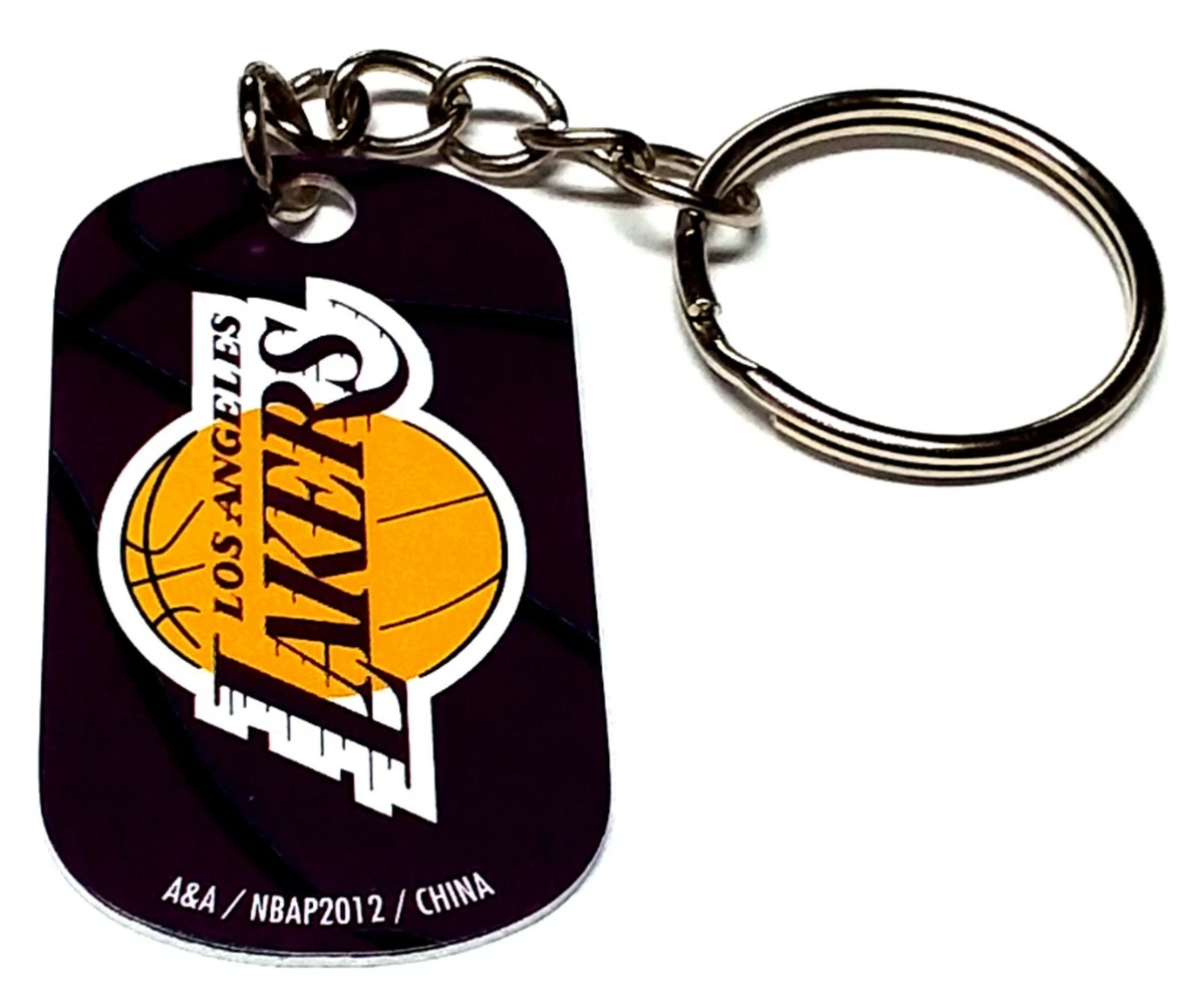LOS ANGELES LAKERS 1.5 LONG METAL KEYCHAIN PULL LICENSE NBA