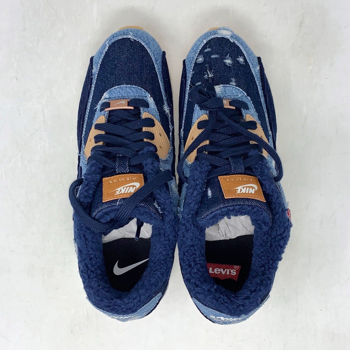 Nike Air Max 90 x Levi's Sherpa Distressed Denim Sneakers, Size