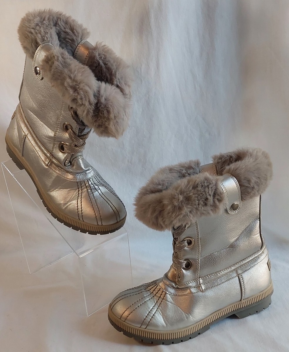 VGUC Women's London Fog Silver Metallic Milly Snow Boots Size