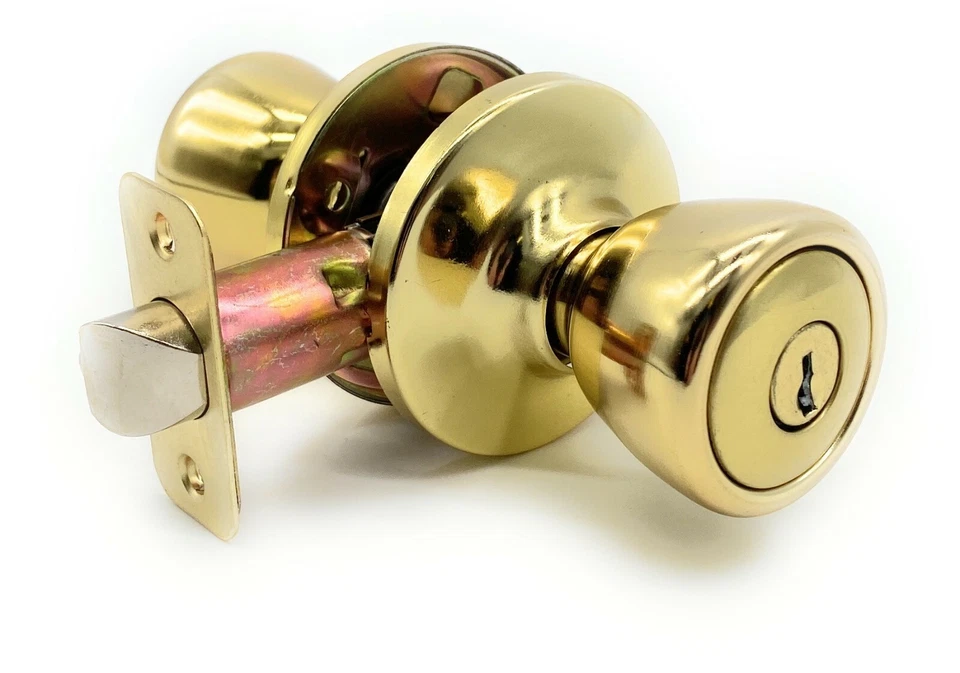 [2-PACK] Keyed Alike Entry Door Knob Lock Set, Polished Brass With 4 Keys - Image 2 of 4