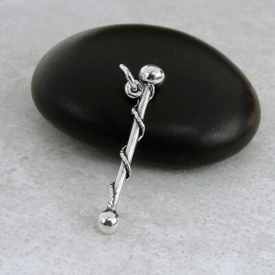925 Sterling Silver Drum Major Charm - Majorette Twirler Baton Charm Jewelry