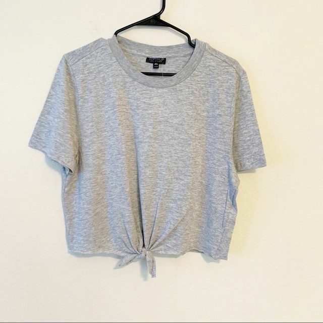 front knot crop top short sleeve