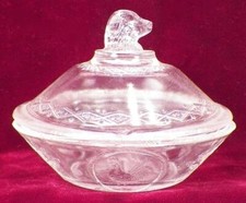 Rooster Toy Butter Dish  Lid 4 Childs Table Set King Son  Co 149 Clear EAPG