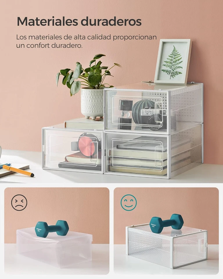 Scatole per Scarpe Da 18 Contenitori Pieghevoli E Impilabili, Fino a Taglia 44 - Immagine 4 di 4