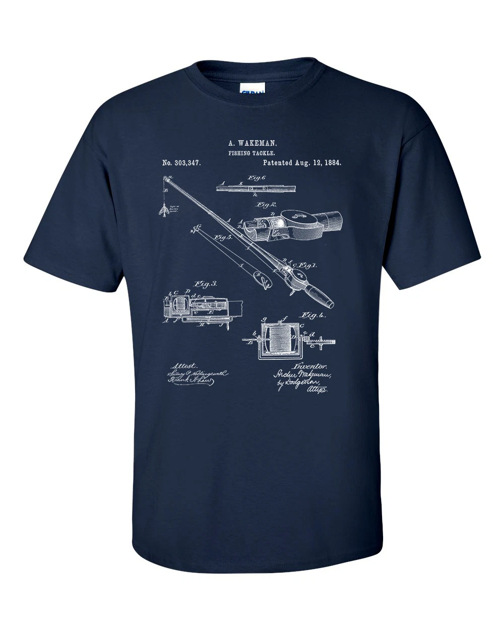 Fishing Rod T-Shirt, Fishing Tackle Patent Fisherman Fishing Shirt
Opens in a new window or tab