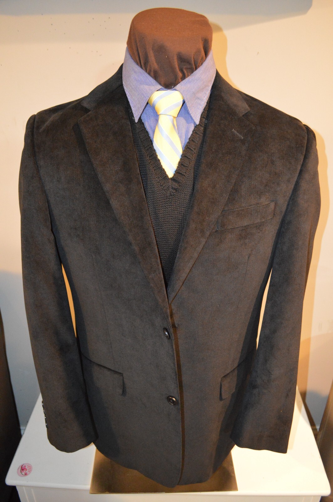 Joseph Abboud mens 2btn solid black micro suede b… - image 2