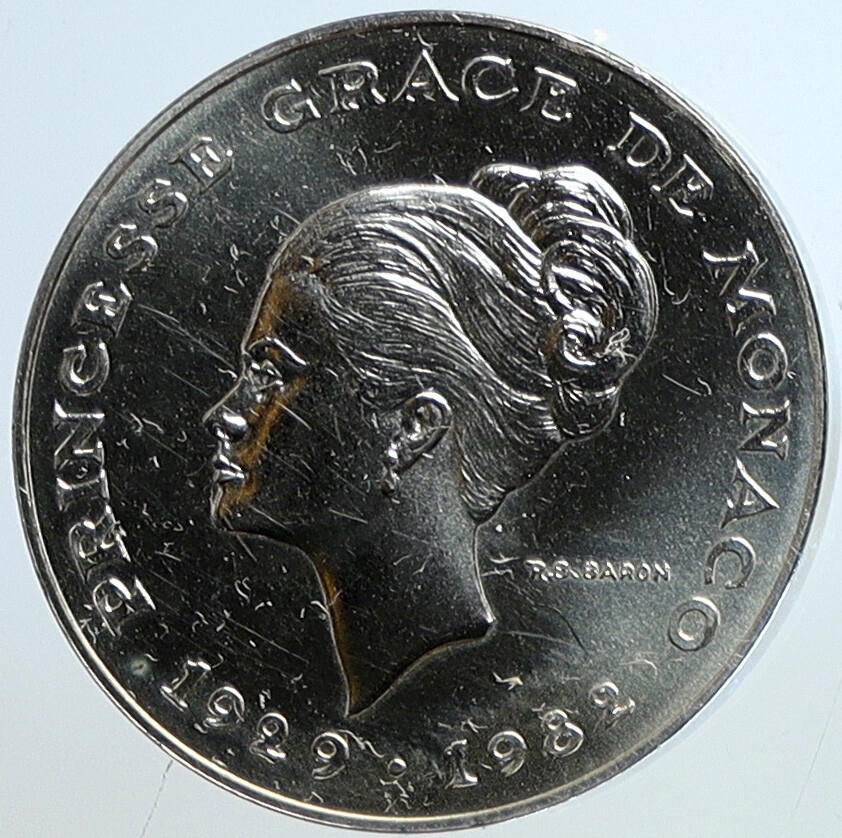 1982 MONACO American Actress Princess GRACE KELLY Silver 10 Francs