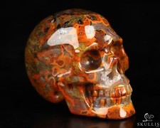 1.3" Empire Red Agate Hand Carved Crystal Skull, Realistic, Crystal Healing