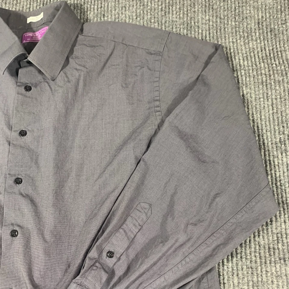Lorenzo U omo Shirt Mens 17 34 35 XL Gray Trim Fit 80s 2 Ply Cotton Formal Dress - Image 4 of 4