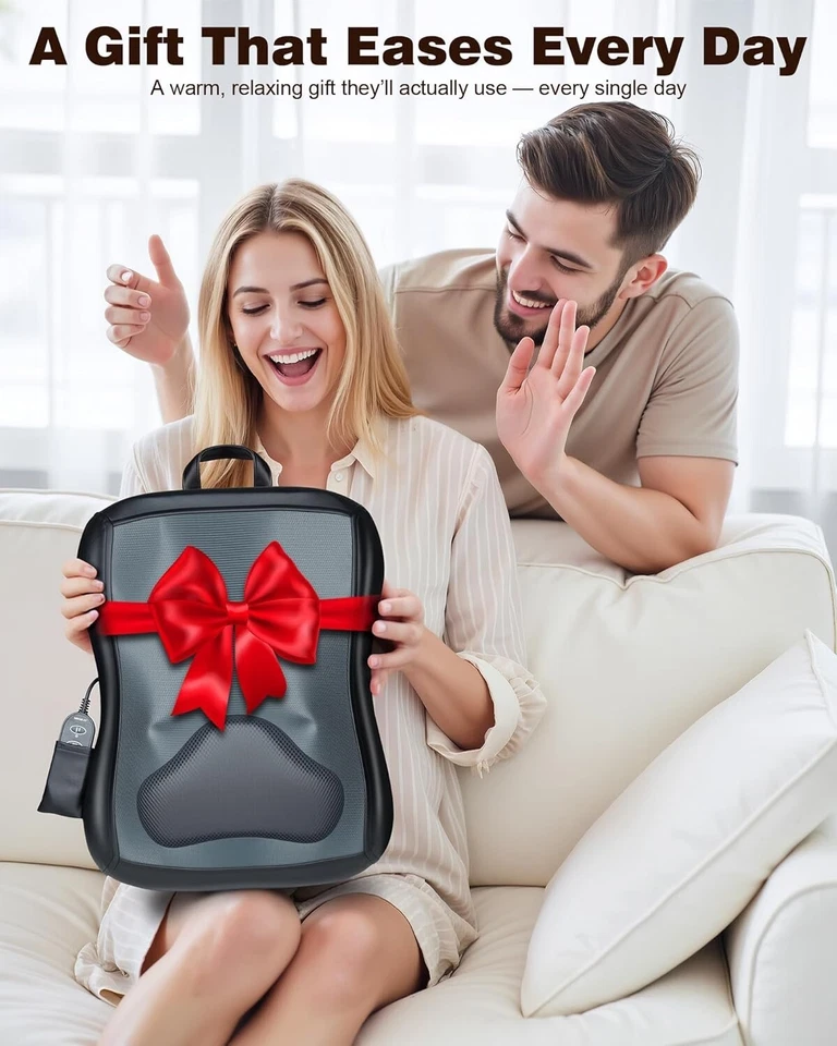 New Shiatsu Full Back Massager with Heat 3D Deep Tissue Kneading Massage Cushion - Image 3 of 4