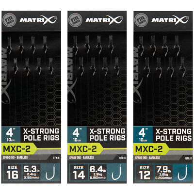 Fox Matrix MXC-2 Barbless X-Strong Pole Rigs 10cm 8 Stipphaken, Angelhaken Haken
