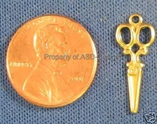 50pc Raw Brass Sewing Arts & Craft Scissors Charms 4232