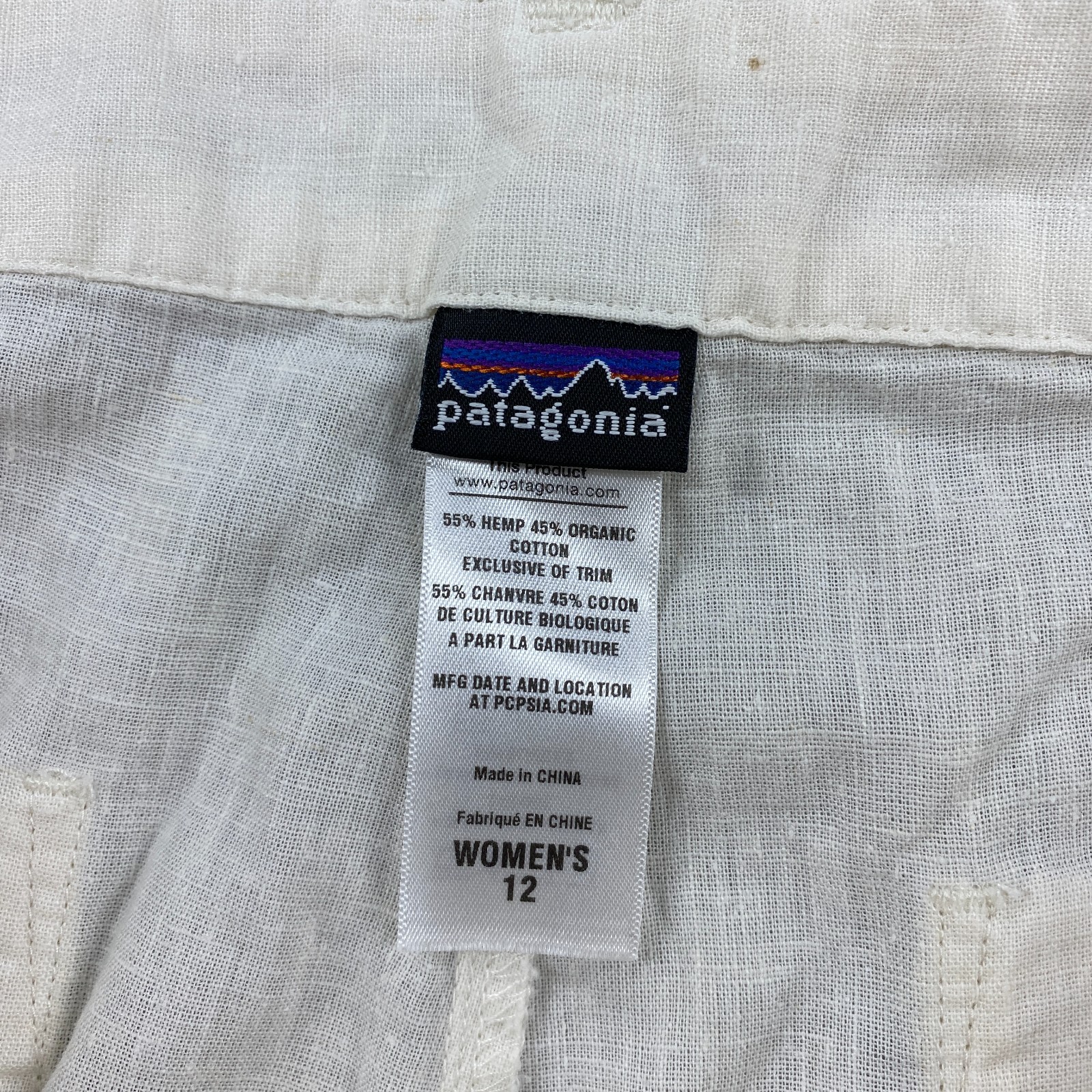 Patagonia Chino Cuffed Shorts Womens 12 Cream Off White Island Hemp Roll Up Cuff thumbnail 4