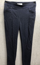 89th Madison Stretch Pants Small Blue White Career Casual Pull On Slash Pocket