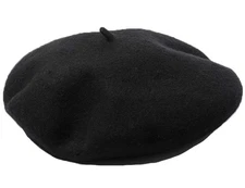 Men's Unisex Adults Solid Color Wool Artist French Beret Hat Black
