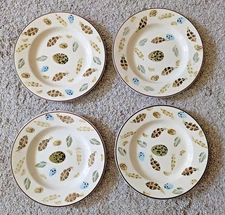 Emma Bridgewater plate egg & feather Mary Fedden 8.5” salad dessert set 4