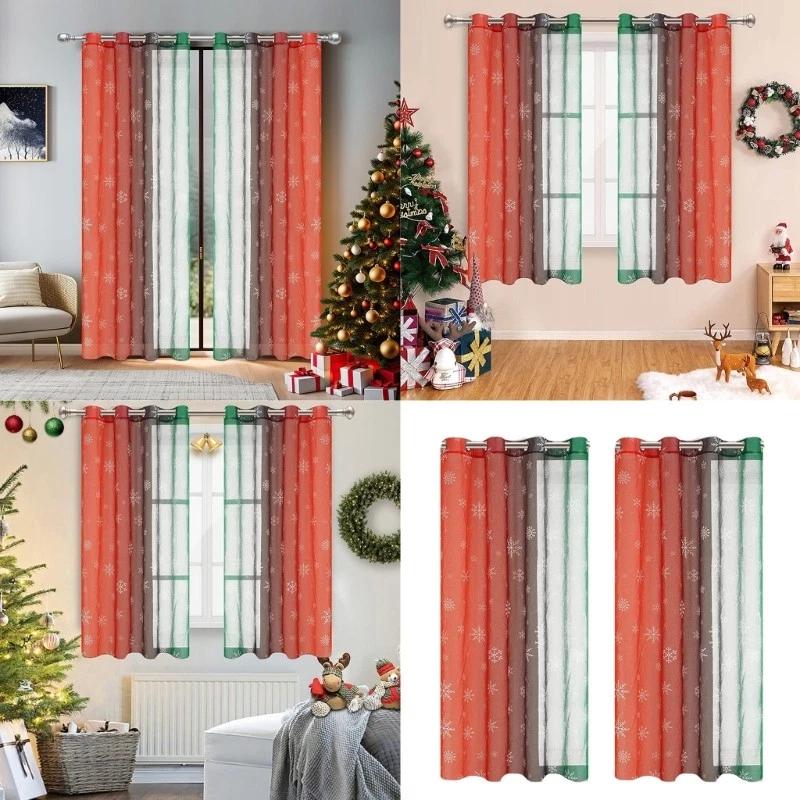 Modern Sheer Window Panels Curtains Color Transition Polyester Fabric Drapes