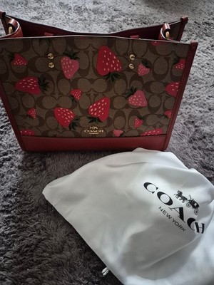 Coach Dempsey Tote Bag, Strawberry Print, Monogram