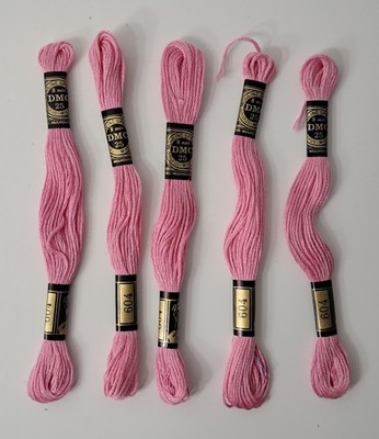 DMC 6-Strand Embroidery Floss 5 Skeins Color 604 Light Cranberry Made In France 
