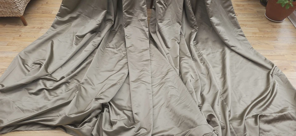 GOLD SATIN BLACKOUT LINED CURTAINS  101" DROP BY 75" WIDTH pair 3 of 3 listed - Image 4 of 4