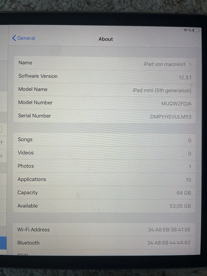 Apple iPad Mini 5. Generation 64GB WiFi Space Grey iOS 12.3.1 SEHR SELTEN! - Bild 4 von 4