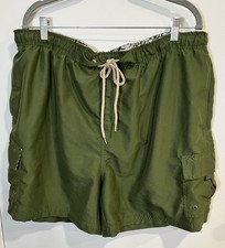 Sand N Sun Olive Green Drawstring Swim Trunks Size XL Preowned GUC