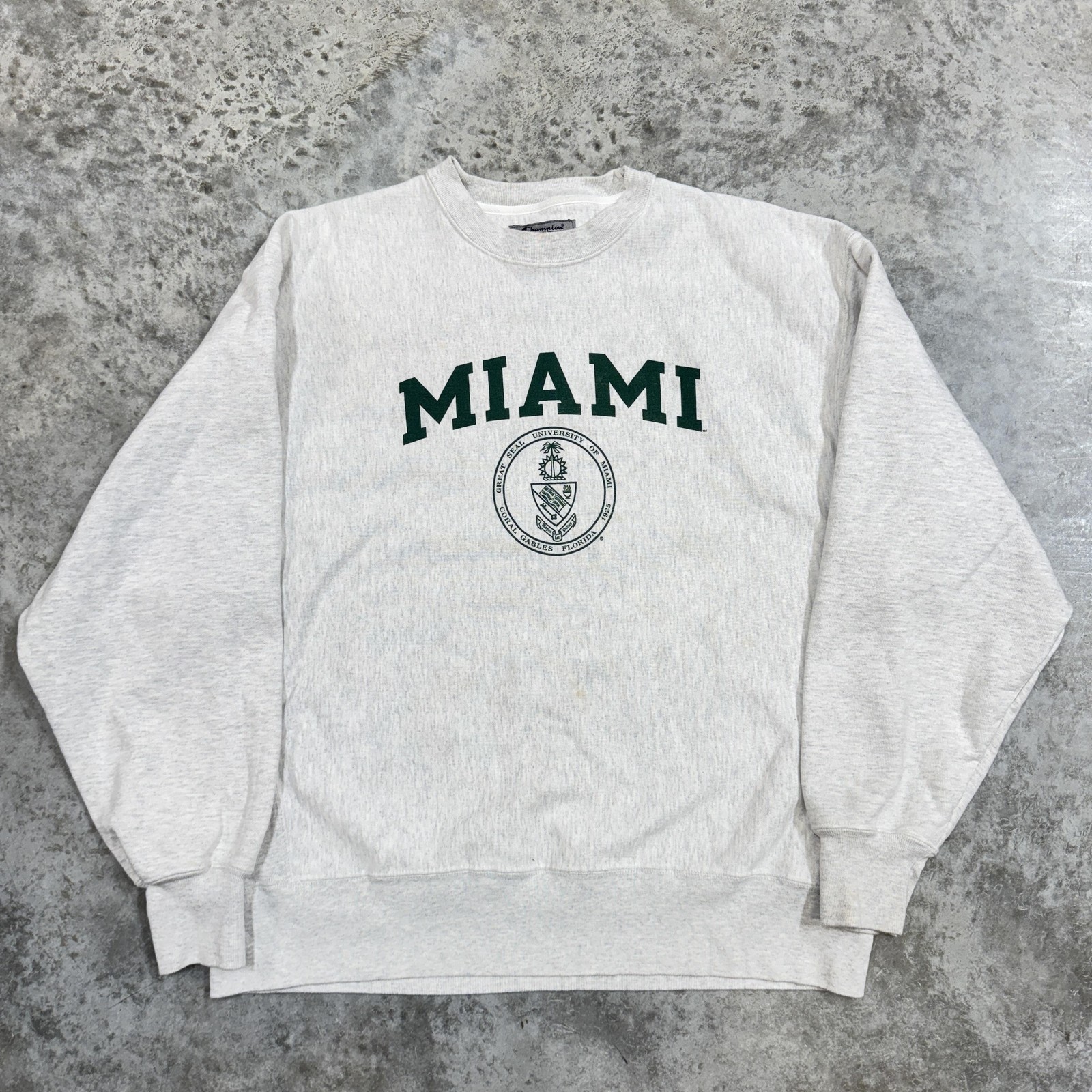 Miami Hurricanes Sweatshirt Mens XL Gray NCAA College Champion Reverse Weave