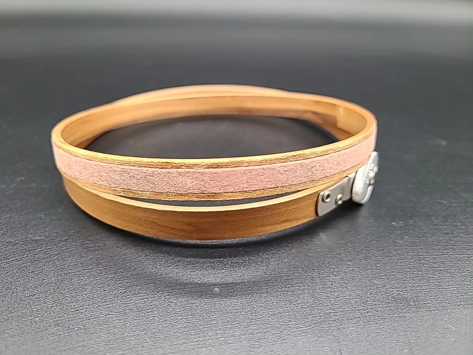 Vintage 5" Round Queen Embroidery Hoops Felt Lined With Tension Wheel Dial - Image 4 of 4