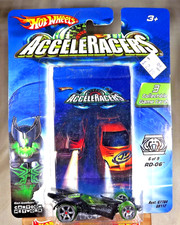 2004 Hot Wheels AcceleRacers 6/9 Racing Drones RD-06 Black-Green w/GreenWhlsA6Sp