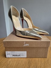 Authentic Louboutin Iriza 100 Cocco Metallo Platine, EU 40.5/UK 7.5 Unworn BNIB