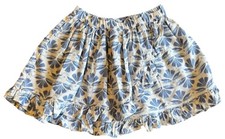 Girls Blue Floral Ruffle Skirt Cotton Linen Blend Cottagecore Boho Size 6