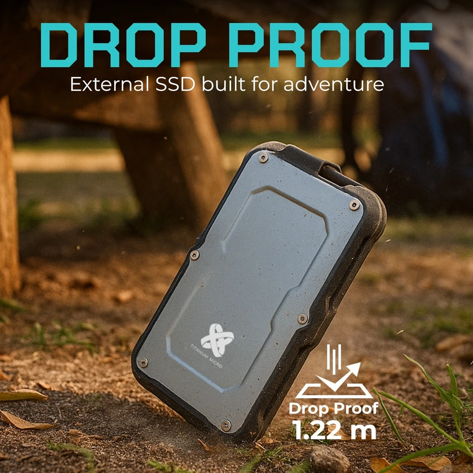 Titanium One Portable External SSD 500GB/1TB/2TB/4TB/8TB USB 3.2 Gen 2 IP66 - Image 3 of 4