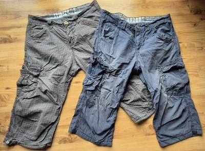 2 x Timezone Cargo Hose Shorts Bermuda 3/4 Größe 33 blau + grau