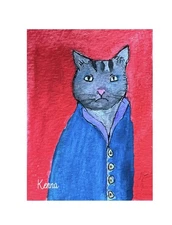 Aceo By Kenna Painting Original HP Lord Pawsington The Cat 2.5” X 3.5” Signed