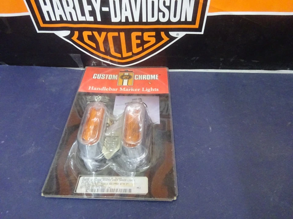 HARLEY'S CUSTOM'S MULTI-FIT Chrome CUSTOM HANDLEBAR AMBER MARKER LIGHTS - Image 3 of 4