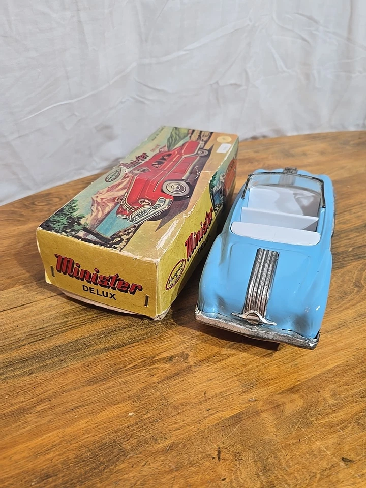 Pontiac Minister Delux 1953 coche de fricción de acero prensado azul con caja Foto 3 de 4