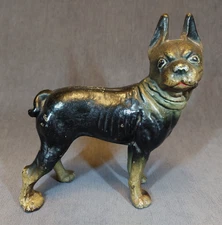 Vintage Cast Iron Boston Terrier, Doorstop 7.5" L X 8.25" H