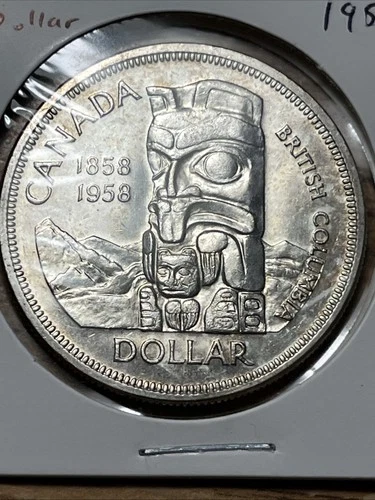 1958 Canada Silver Dollar Totem Pole