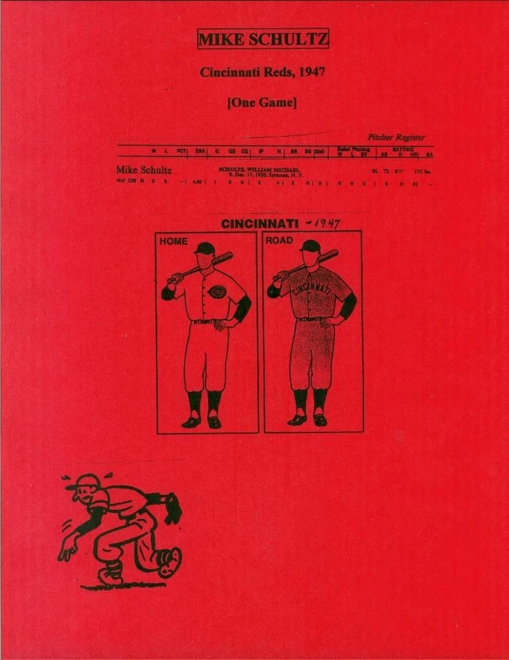 514, Mike Schultz, Original Signed/Autograph, Index Card, Reds, "1947" - Image 2 of 4