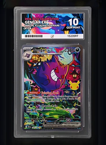 Gengar ex SIR Foil 154/128 30th Celebration Ace 10 Perfect Sub Grades