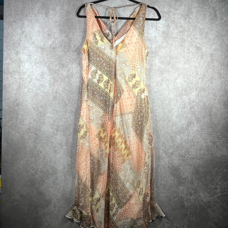 B. Smart Dress Womens Size 12 Peach Floral Y2K Fairy Whimsigoth Boho Romantic - Image 4 of 4