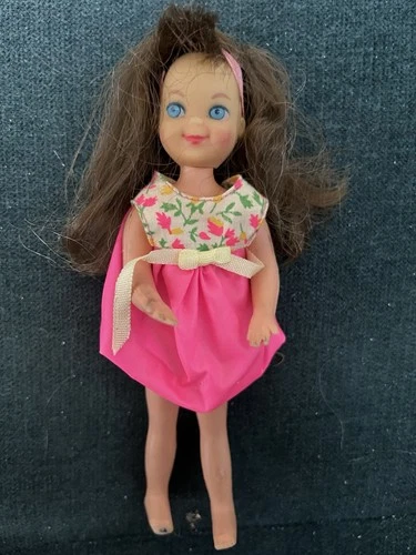 Vintage Mattel Tutti Doll 3580  In Original Dress, Hair Ribbon And Panties
